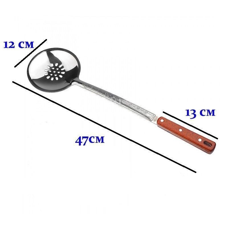 Шумовка для казана 47см с деревянной ручкой