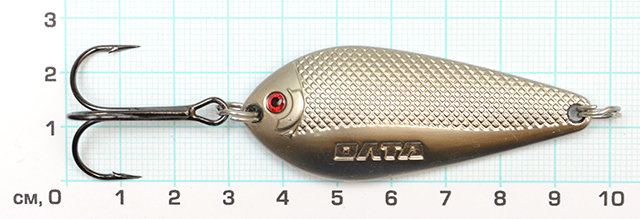 Блесна Олта АТОМ, 12г, 63мм, матовое серебро, тр.Mustad №1, цветной металл 1